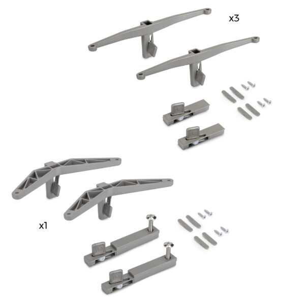 Emuca Kit de supports pour 3 étagères en bois et 1 module pour structure Zero, Zamak, Peint gris pierre – Image 5
