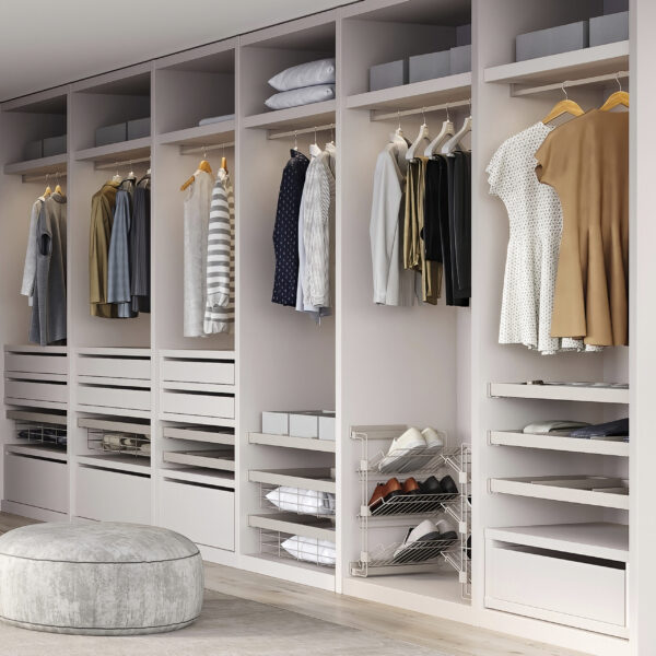 Emuca Lot de 2 rails de penderie Luxe de 0,75 m de long avec supports, Aluminium et Plastique, Peint gris pierre – Image 3