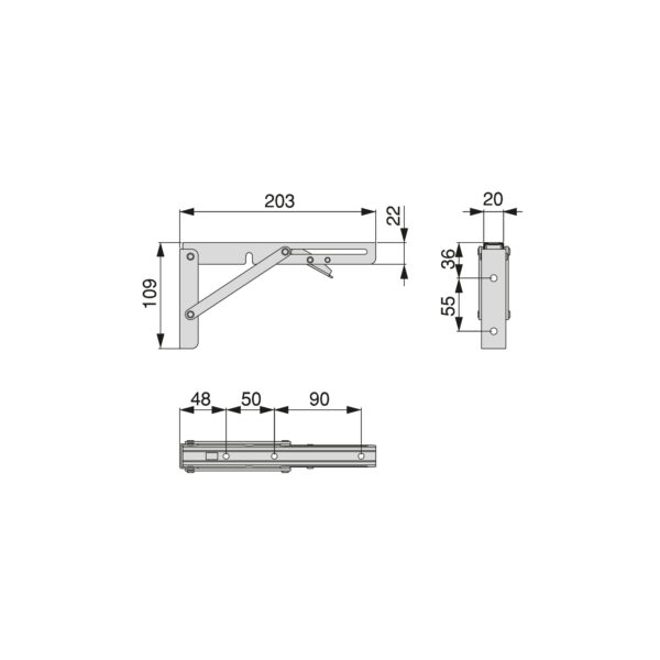 Emuca Jeu de Supports de pliage, longueur 203mm, Acier, Peint en blanc – Image 8