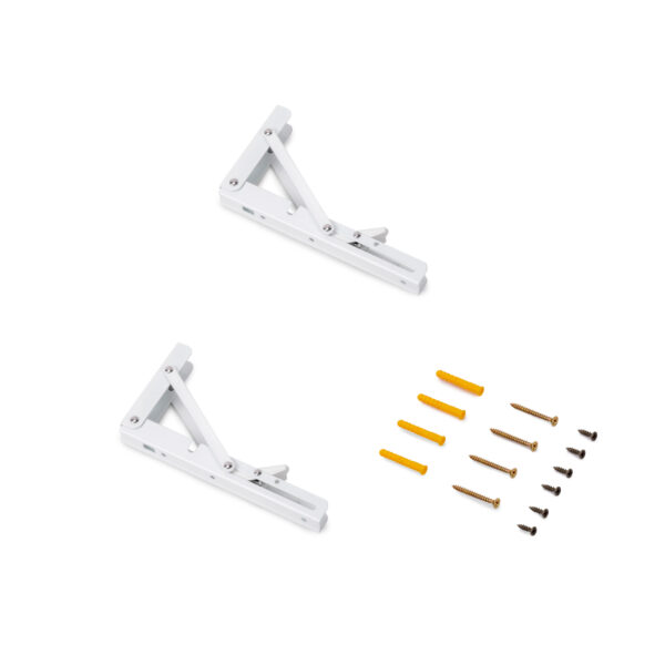 Emuca Jeu de Supports de pliage, longueur 203mm, Acier, Peint en blanc