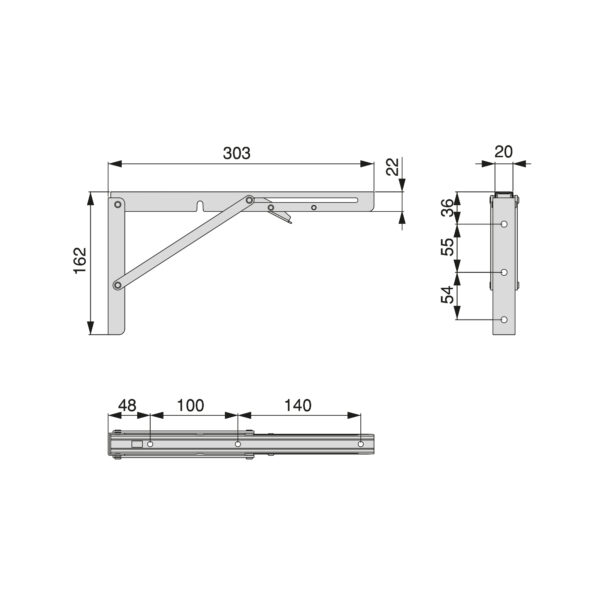 Emuca Jeu de Supports de pliage, longueur 303mm, Acier, Peint en blanc – Image 8