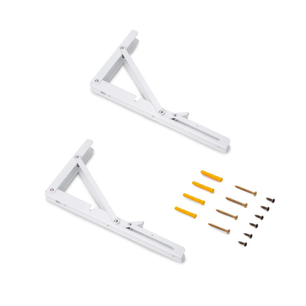 Emuca Jeu de Supports de pliage, longueur 303mm, Acier, Peint en blanc