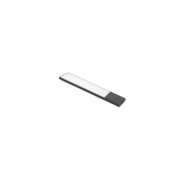 Emuca Luminaire LED Kaus Black rechargeable par usb avec capteur tactile, 240mm, Peint en noir, Plastique et Aluminium