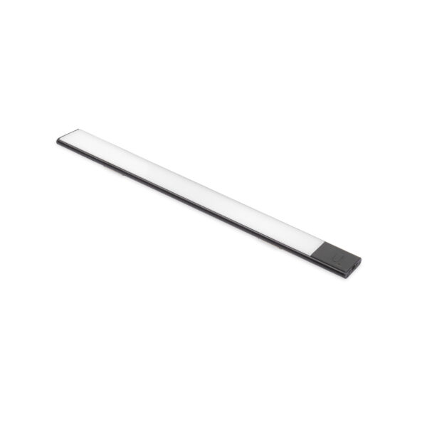 Emuca Luminaire LED Kaus Black rechargeable par usb avec capteur tactile, 400mm, Peint en noir, Plastique et Aluminium