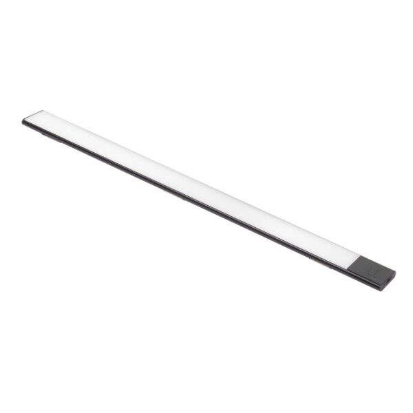 Emuca Luminaire LED Kaus Black rechargeable par usb avec capteur tactile, 600mm, Peint en noir, Plastique et Aluminium