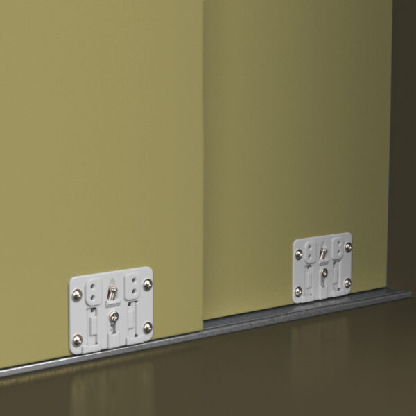 Emuca Kit de 2 portes coulissantes et Flow de ferrures pour armoires à fermeture souple avec rails de surface 2,35m, panneaux non inclus, anodisé mat – Image 4