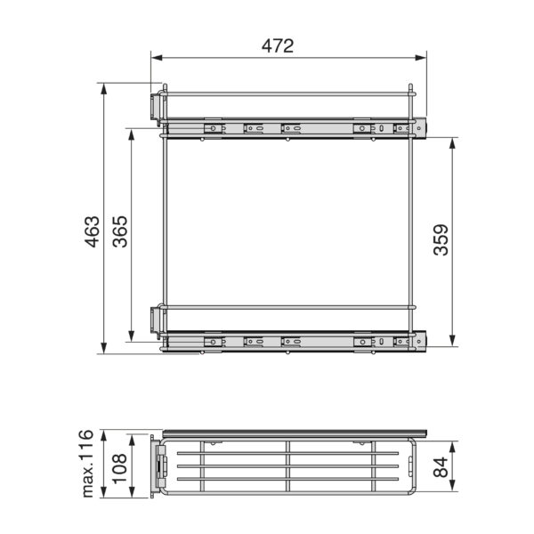 Emuca Porte-bouteilles extractible SupraMax, module 150mm, acier, chromé – Image 2