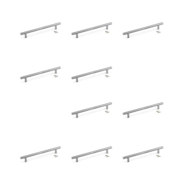 Emuca Lot de 10 poignées pour meubles Orlando, L178mm, entraxe 128mm, Acier, Nickel satiné