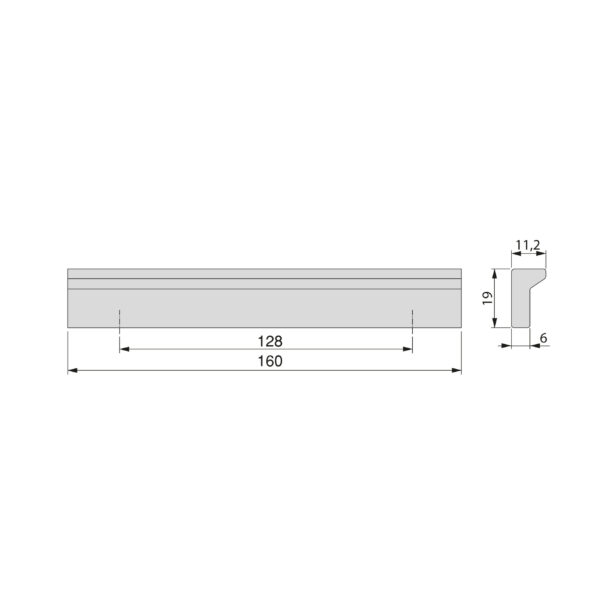 Emuca Lot de 5 poignées pour meubles Xirivella, L160mm, entraxe 128mm, Aluminium, Anodisé noir – Image 6