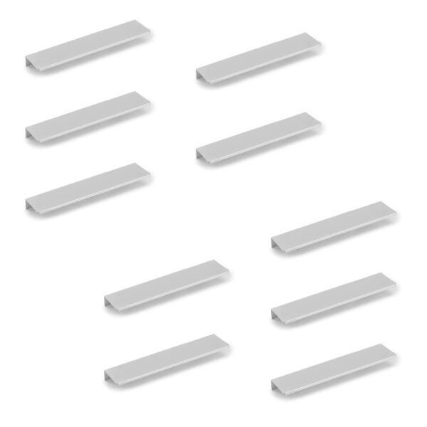 Emuca Lot de 10 poignées pour meubles Picanya, L198mm, entraxe 128mm, Aluminium, Anodisé mat