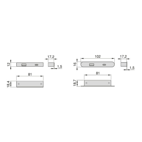 Emuca Connecteur USB A+C Linky (81x12mm), 5V DC 2A (10W), Plastique noir, Plastique – Image 9