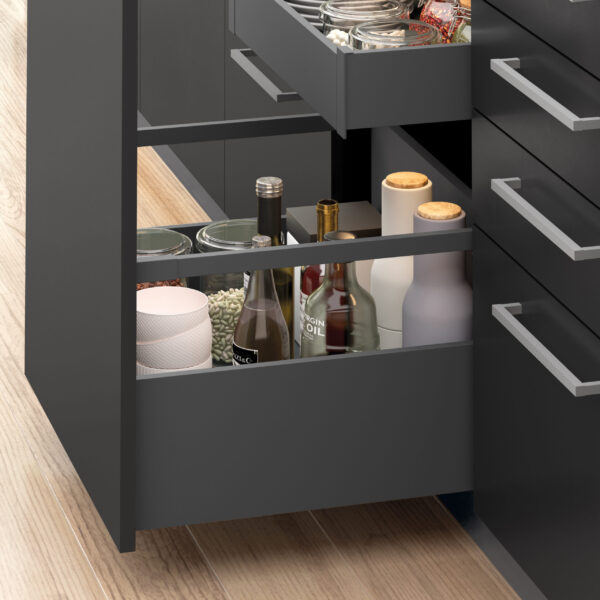Emuca Tiroir extérieur Vertex 40kg, hauteur 131mm, profondeur 450mm, Acier, Gris antracite – Image 3