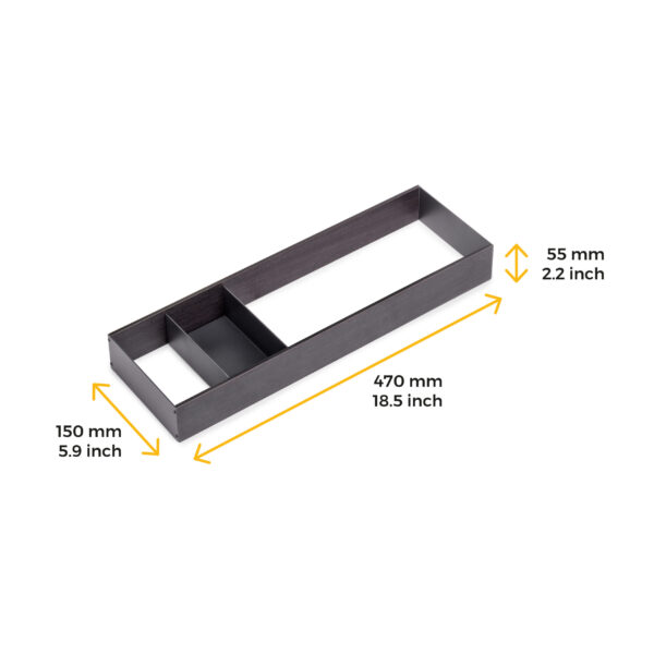 Emuca Orderbox Rangement de tiroir, 150x470mm, Acier et Bois, Gris antracite – Image 8