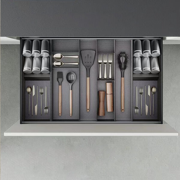 Emuca Orderbox Organiseur incliné pour tiroir, 150x470mm, Acier et Bois, Gris antracite – Image 2