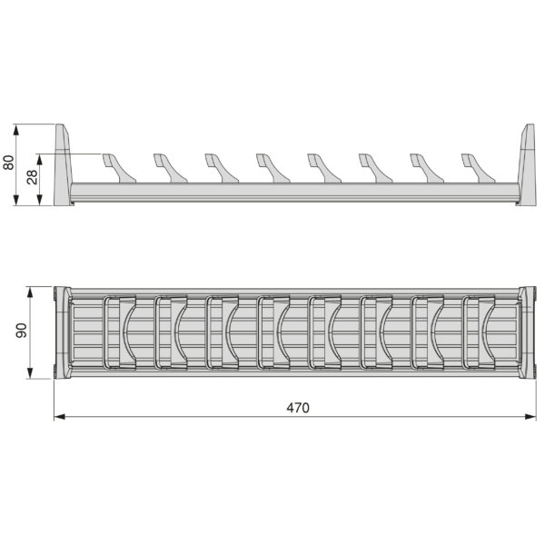 Emuca Orderbox porte-tiroir pour tiroir, 90x470mm, Aluminium et Plastique, Gris antracite – Image 10