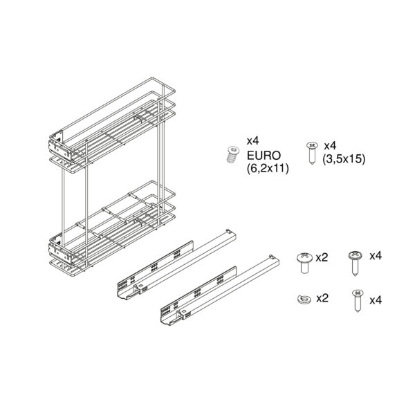 Emuca Porte-bouteilles latéral extractible Supra avec fermeture amortie, module 150mm, Acier, Peint aluminium – Image 11