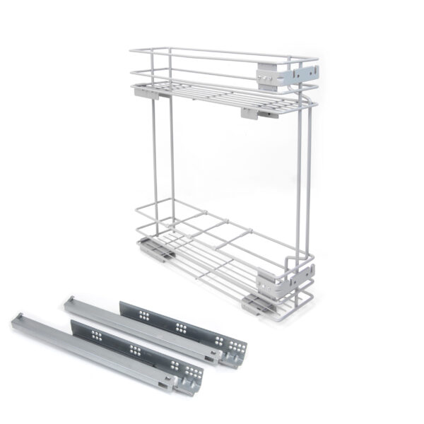 Emuca Porte-bouteilles latéral extractible Supra avec fermeture amortie, module 150mm, Acier, Peint aluminium