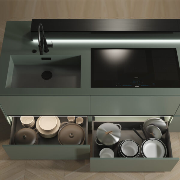 Emuca Tiroir extérieur Vertex avec réglages 3D hauteur 242mm, 60kg, profondeur 450mm, acier, Gris antracite – Image 2