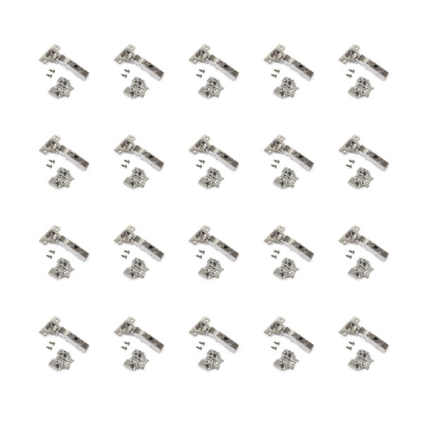 Emuca Lot de 20 charnières droites X91N avec embases de montage mixtes, Diamètre 5x9.5mm, Hauteur 0, Acier, Nickelé
