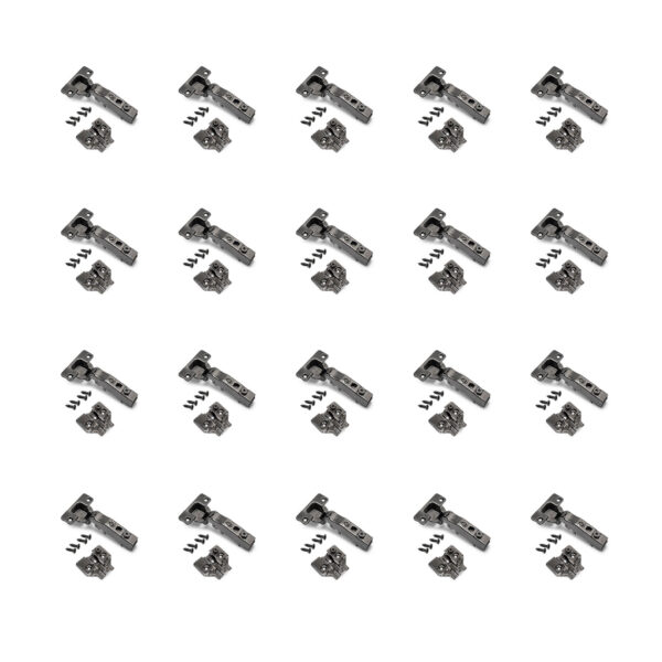 Emuca Lot de 20 charnières droites X91N avec embases à visser, Hauteur 0, Acier, Titane