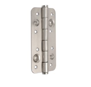 Emuca Lot de 5 charnières de porte de sécurité, 150x80mm, charnières anti-dégondage à bords arrondis, sans garniture, Acier, Nickel satiné