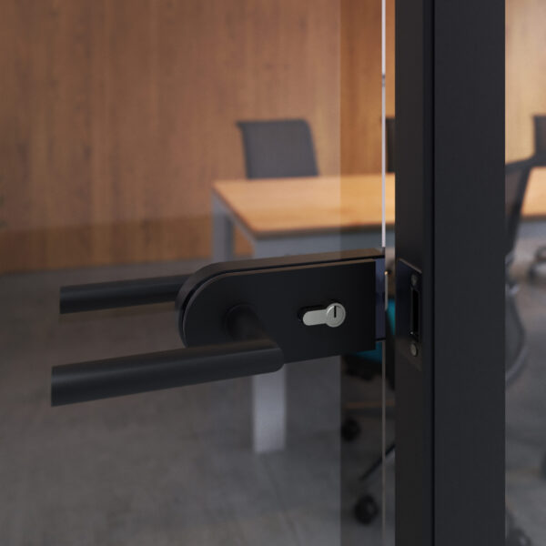 Emuca Serrure pour porte en verre avec cadre en bois, cylindre avec clés, pour porte en verre 8-12mm, acier et aluminium, peint en noir – Image 4