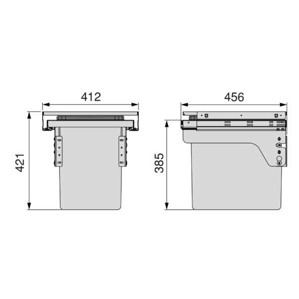 Emuca bac de tri sélectif pour fixation latérale sur meuble de cuisine Recycle 1x35litres, Acier, Plastique gris anthracite – Image 8