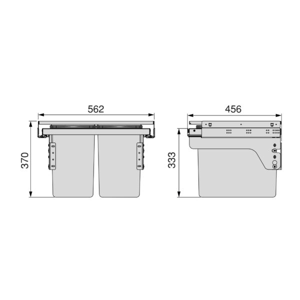 Emuca Bac de tri sélectif pour montage latéral sur meuble de cuisine Recycle 2x24litres, Acier, Plastique gris anthracite – Image 6