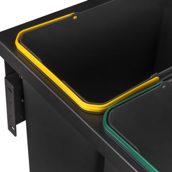 Emuca Bac de tri sélectif pour montage latéral sur meuble de cuisine Recycle 2x24litres, Acier, Plastique gris anthracite – Image 4