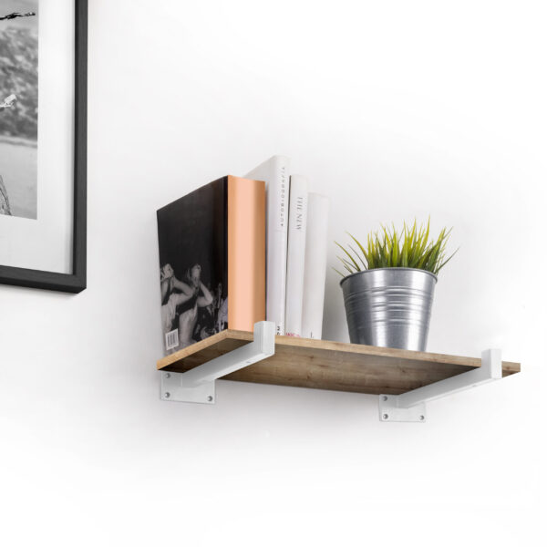 Emuca Jeu de supports pour étagères en bois Shelf droit avec tube carré, Acier, Peint en blanc – Image 2