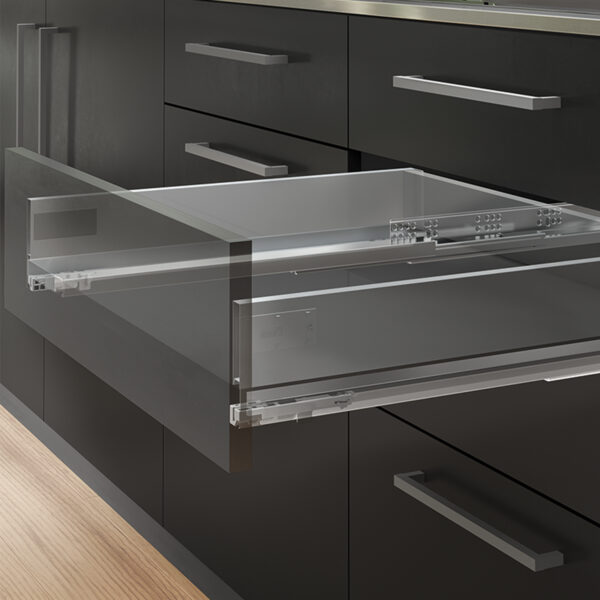 Emuca Tiroir extérieur Vertex avec réglages 3D hauteur 93mm, 40kg, profondeur 400mm, Acier, Gris anthracite – Image 4