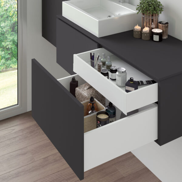Emuca Tiroir extérieur Vertex avec réglages 3D hauteur 178mm, 40kg, profondeur 400mm, Acier, Peint en blanc – Image 2