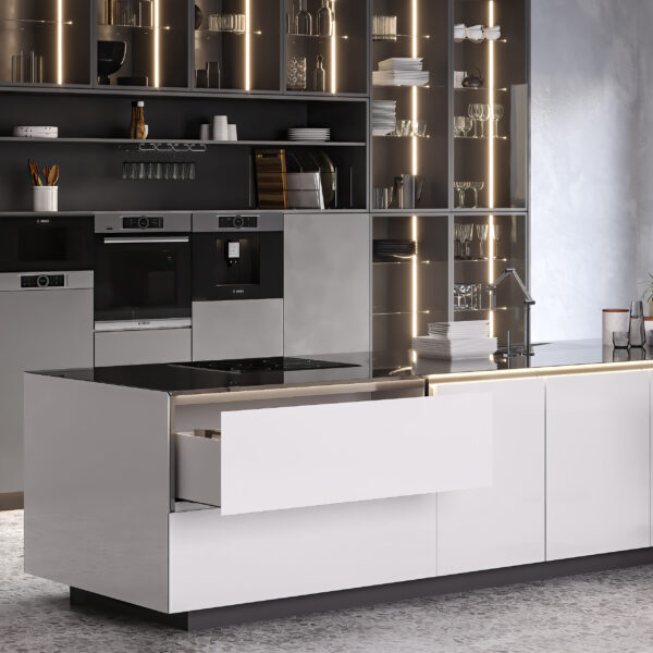 Emuca Tiroir extérieur Vertex avec réglages 3D hauteur 178mm, 40kg, profondeur 400mm, Acier, Peint en blanc – Image 3