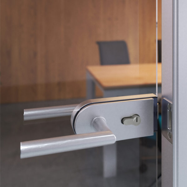 Emuca Poignées pour serurres de porte de verre pour intérieur, Modèle en L-R, Aluminium, Anodisé mat – Image 2