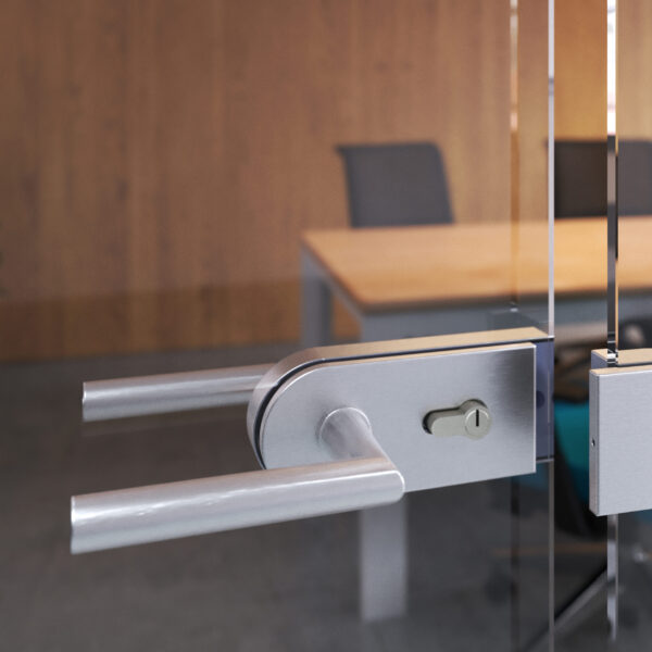 Emuca Poignées pour serurres de porte de verre pour intérieur, Modèle en L-R, Aluminium, Anodisé mat – Image 3