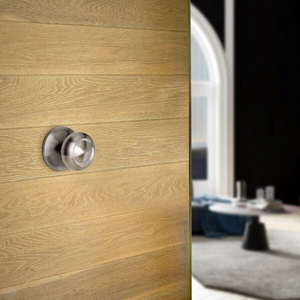Emuca Bouton de porte d'entrée, Modèle Fedora, Ø70mm poignée pour porte d'entrée, Acier inoxydable, Nickel satiné – Image 2