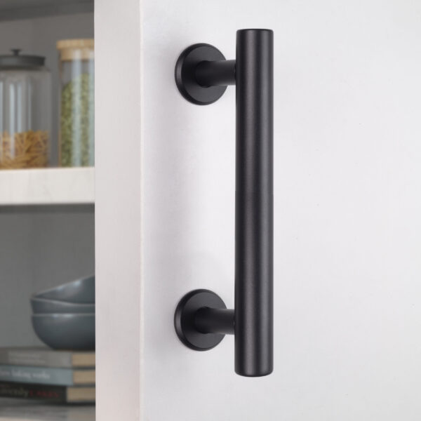 Emuca Poignée pour portes coulissantes en bois Pasadena, Longueur 240 mm, entraxe 180 mm, Acier, Noir texturé – Image 5