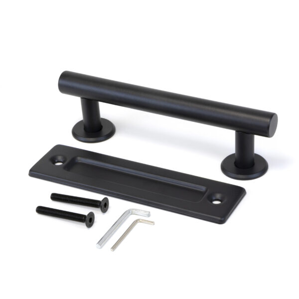 Emuca Poignée pour portes coulissantes en bois Pasadena, Longueur 240 mm, entraxe 180 mm, Acier, Noir texturé