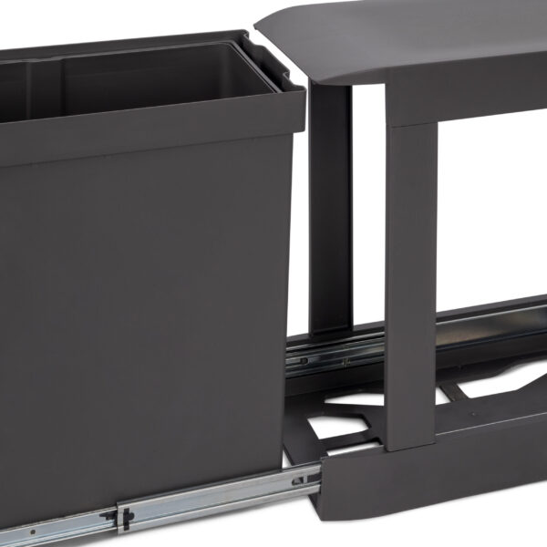 Emuca Poubelles de recyclage pour la cuisine, 1 x 30L, fixation inférieure et extraction automatique, Acier et Plastique, Gris antracite – Image 6