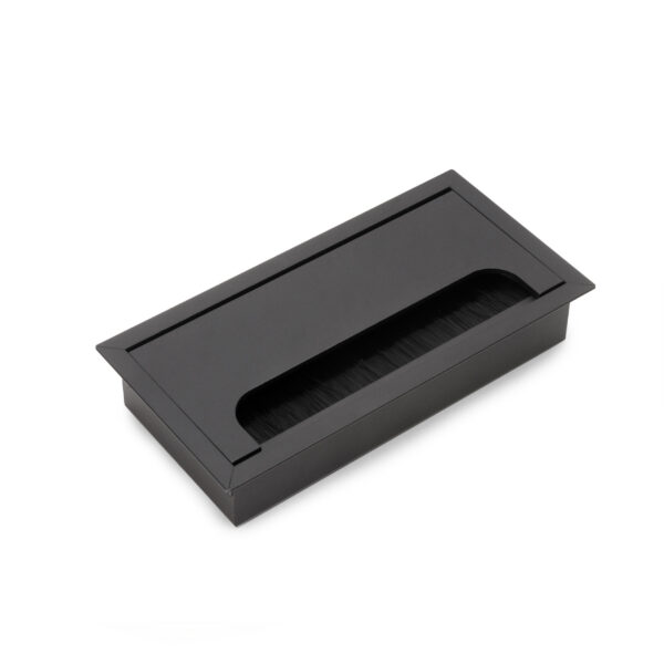 Passe-câbles de table Emuca Quadrum, rectangulaire, 159x80mm, à encastrer, Aluminium, Peint en noir