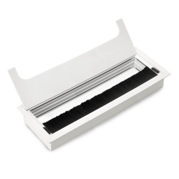 Passe-câbles de table Emuca Quadrum, rectangulaire, 269x80mm, à encastrer, Aluminium, Peint en blanc – Image 3