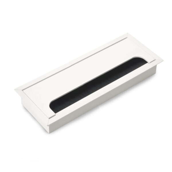 Passe-câbles de table Emuca Quadrum, rectangulaire, 269x80mm, à encastrer, Aluminium, Peint en blanc