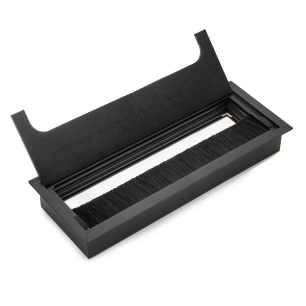 Passe-câbles de table Emuca Quadrum, rectangulaire, 269x80mm, à encastrer, Aluminium, Peint en noir – Image 3