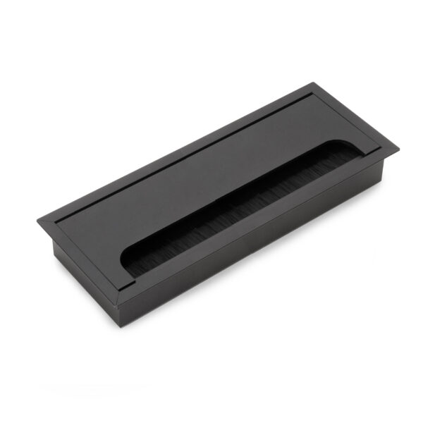 Passe-câbles de table Emuca Quadrum, rectangulaire, 269x80mm, à encastrer, Aluminium, Peint en noir