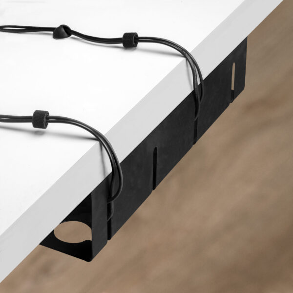 Emuca Lot de 2 Chemin de câbles sous le bureau, Longueur 430 mm, Acier, Peint en noir – Image 2