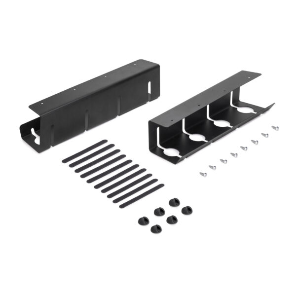 Emuca Lot de 2 Chemin de câbles sous le bureau, Longueur 430 mm, Acier, Peint en noir