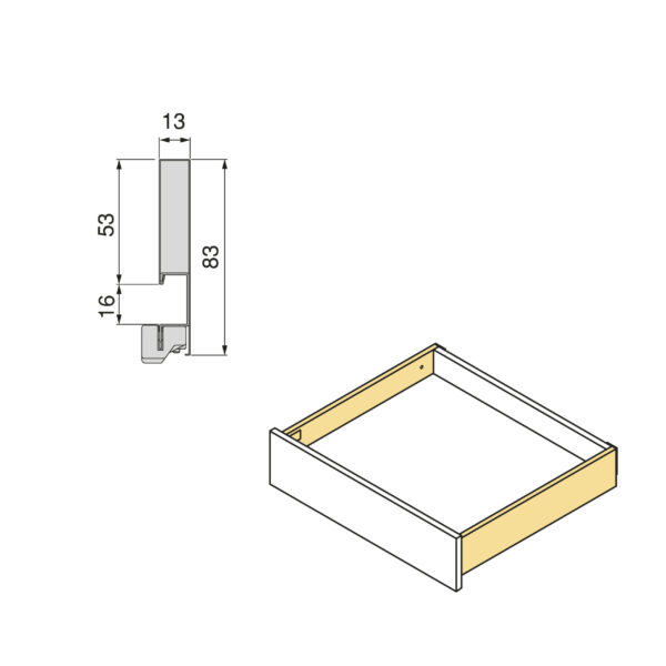 Emuca Tiroir extérieur Vertex avec réglages 3D hauteur 83mm, 40kg, profondeur 450mm, Acier, Gris antracite – Image 7