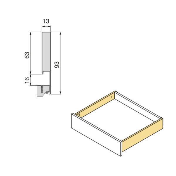 Emuca Tiroir extérieur Vertex avec réglages 3D hauteur 93mm, 40kg, profondeur 400mm, Acier, Peint en aluminium – Image 8