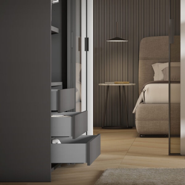 Emuca Tiroir extérieur Vertex avec réglages 3D hauteur 178 mm, 40kg, profondeur 450mm, Acier, Peint en aluminium – Image 3