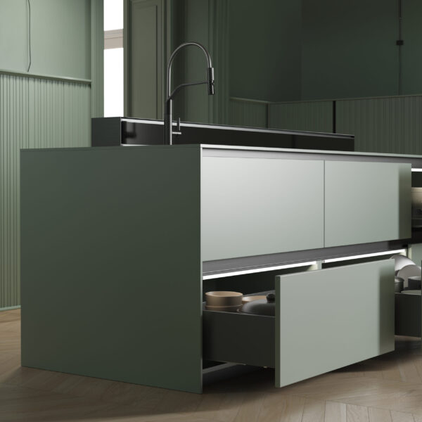 Emuca Tiroir extérieur Vertex avec réglages 3D hauteur 131mm, 60kg, profondeur 500mm, acier, Gris antracite – Image 2